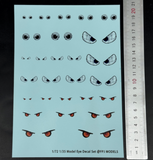 1/72 1/35 Scale War Thunder Blue Eye and Devil Eye Water Decals Kit for Scale Model Tanks Armored Vehicles and Aircraft