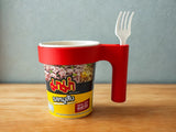 3D-printed handle of instant noodle cup with fork slot Practical, convenient and heat-resistant(excluding instant noodles and forks)