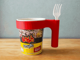 3D-printed handle of instant noodle cup with fork slot Practical, convenient and heat-resistant(excluding instant noodles and forks)