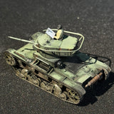 1/72 1/100 Scale Painted WWII Soviet T-26 Light Tank Miniature Model with Interior  Figure