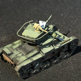 1/72 1/100 Scale Painted WWII Soviet T-26 Light Tank Miniature Model with Interior  Figure