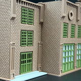 1/87 HO Scale Fire station Diorama Miniature kit DIY-Unassembled Architectural for Model Train Layout，Home Decoration Holiday Gifts