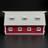 1/87 HO Scale Unique red barn Diorama Miniature kit DIY-Unassembled Architectural for Model Train Layout，Home Decoration Holiday Gifts