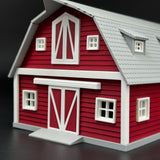 1/87 HO Scale Unique red barn Diorama Miniature kit DIY-Unassembled Architectural for Model Train Layout，Home Decoration Holiday Gifts