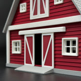 1/87 HO Scale Unique red barn Diorama Miniature kit DIY-Unassembled Architectural for Model Train Layout，Home Decoration Holiday Gifts