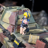 1/35 Scale painted WT Star-Spangled Banner Tactical Anime Girl Kate Tank War Car Accessories Miniature Scene Doll Model