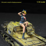 1/35 Scale Miniature Figure Anime Girl Kate Resin Model for Tank Vehicle Diorama Scene, Hand Painted Collectible Military Sand Table Accessory Accessory