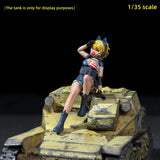 1/35 Scale Miniature Figure Anime Girl Kate Resin Model for Tank Vehicle Diorama Scene, Hand Painted Collectible Military Sand Table Accessory Accessory