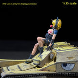 1/35 Scale Miniature Figure Anime Girl Kate Resin Model for Tank Vehicle Diorama Scene, Hand Painted Collectible Military Sand Table Accessory Accessory