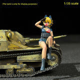 1/35 Scale Miniature Figure Anime Girl Kate Resin Model for Tank Vehicle Diorama Scene, Hand Painted Collectible Military Sand Table Accessory Accessory