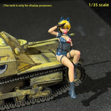 1/35 Scale Miniature Figure Anime Girl Kate Resin Model for Tank Vehicle Diorama Scene, Hand Painted Collectible Military Sand Table Accessory Accessory