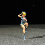 1/35 Scale Miniature Figure Anime Girl Kate Resin Model for Tank Vehicle Diorama Scene, Hand Painted Collectible Military Sand Table Accessory Accessory