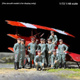 Collectible 1/72 1/48 Scale WWI German Red Baron and Pilot Group Photo 11 Figures Hand-Painted Finished Military Miniature Model