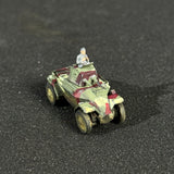 1/144 Scale WWII Hungarian 39M Csaba Light Armored Reconnaissance Vehicle Miniature Model Camouflage Weathering with Commander Figure