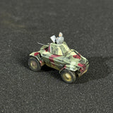 1/144 Scale WWII Hungarian 39M Csaba Light Armored Reconnaissance Vehicle Miniature Model Camouflage Weathering with Commander Figure