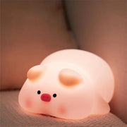 Cartoon Pig Night Light Kawaii Silicone Rechargeable Lamp Timed Night Lamp for Kids Cute Bedroom Decorative Ornaments Idea Gifts