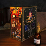 Creative 3D Wooden Puzzle Bookends Handmade DIY Magic House Book Nook Kit Novelty Miniature Model House Educational Toy for Gift