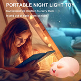 Cartoon Pig Night Light Kawaii Silicone Rechargeable Lamp Timed Night Lamp for Kids Cute Bedroom Decorative Ornaments Idea Gifts