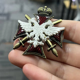 Tsarist Russian Noble Crown Medal Brooch Saint John of Malta Cross Souvenir Collection Exquisite Metal Decoration Jewelry Pins