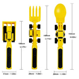 Children's Cutlery Set Three-piece Toy Construction Car Knife Fork Spoon Dinner Plate Food Grade Plastic Kids Dining Tools