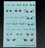 1/72 1/35 Scale War Thunder Blue Eye and Devil Eye Water Decals Kit for Scale Model Tanks Armored Vehicles and Aircraft