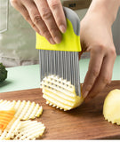 Stainless Steel Potato Chip Slicer French Fries Chopper Vegetable Fruits Corrugated Knife Cutter Practical Kitchen Artifact Tool