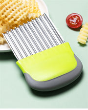 Stainless Steel Potato Chip Slicer French Fries Chopper Vegetable Fruits Corrugated Knife Cutter Practical Kitchen Artifact Tool