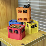 4Pcs Beer Crate Battery Holder Creative Novel Storage Box Aesthetic Art Desktop Organizer Suitable for AA/AAA/9V/18650 Batteries