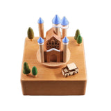 Blue Castle Sky City Clockwork Music Box Music Bell Wooden Music Box Craft Items Home Decoration Holiday Gifts Children's Toys