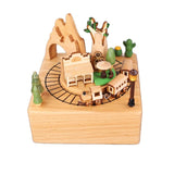 Forest Cabin Train Canon Clockwork Music Box Music Bell Wooden Music Box Craft Items Home Decoration Holiday Brithday Gifts