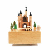 Beautiful Castle Clockwork Music Box Music Bell Wooden Music Box Craft Items Home Decoration Holiday Gifts