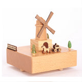 Dutch Windmill Sky City Clockwork Music Box Music Bell Wooden Music Box Craft Items Home Decoration Holidays Birthday Gifts