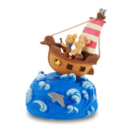 Creative Bear Nautical Music Box Clockwork Musical Boxes Rocking Cute Cartoon Decorations Gifts for Kids Girlfriends