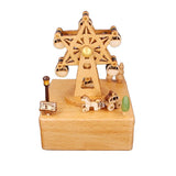 Happiness Ferris Wheel Small Carriage Clockwork Music Box Music Bell Wooden Music Box Craft Items Home Decoration Holiday Gifts