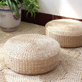 Thicken Cattail Mat Natural Handmade Cushion Indoor Meditation Seat Tatami  Round Yoga Seating Beige Home Decoration