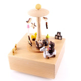 Swan Lake Bear Carousel Clockwork Music Box Wooden Music Box Modern Craft Items Home Decoration Holiday Gifts Children's Toys