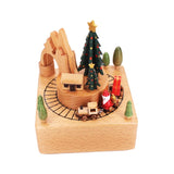 Christmas Tree Train Clockwork Music Box Music Bell Wooden Music Box Craft Items Home Christmas Decoration Holiday Gifts