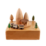 Twin Mountain Peak Train Clockwork Music Box Music Bell Wooden Music Box Craft Items Home Decoration Holiday Gifts