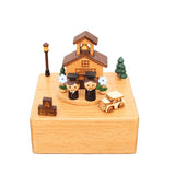 College Building Clockwork Music Box Music Bell Wooden Music Box Craft Items Home Decoration Holiday Birthday Gift