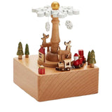 Snowflake Christmas Train Clockwork Music Box Music Bell Wooden Music Box Craft Items Home Decoration Christmas Gifts