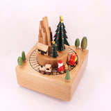 Christmas Tree Train Clockwork Music Box Music Bell Wooden Music Box Craft Items Home Christmas Decoration Holiday Gifts