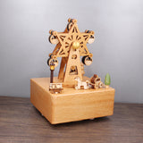 Happiness Ferris Wheel Small Carriage Clockwork Music Box Music Bell Wooden Music Box Craft Items Home Decoration Holiday Gifts