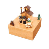 College Building Clockwork Music Box Music Bell Wooden Music Box Craft Items Home Decoration Holiday Birthday Gift