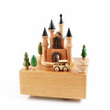 Beautiful Castle Clockwork Music Box Music Bell Wooden Music Box Craft Items Home Decoration Holiday Gifts