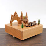 Tunnel Train Clockwork Music Box Music Bell Wooden Music Box Craft Items Home Decoration Holiday Gifts Children's