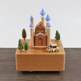 Blue Castle Sky City Clockwork Music Box Music Bell Wooden Music Box Craft Items Home Decoration Holiday Gifts Children's Toys