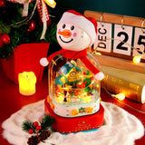 Christmas Snowman Music Box DIY Puzzle Assembly Musical Boxes Xmas Tree with Lights Girl Toys Gifts for Kids Lover