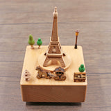 Paris Eiffel Tower Clockwork Music Box Music Bell Wooden Music Box Craft Items Home Decoration Holiday Gift Children's Toys