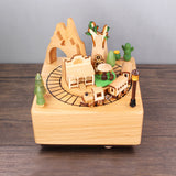 Forest Cabin Train Canon Clockwork Music Box Music Bell Wooden Music Box Craft Items Home Decoration Holiday Brithday Gifts