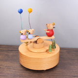 Round Small Pig Seesaw Clockwork Music Box Music Bell Wooden Music Box Craft Items Home Christmas Decoration Christmas Gift